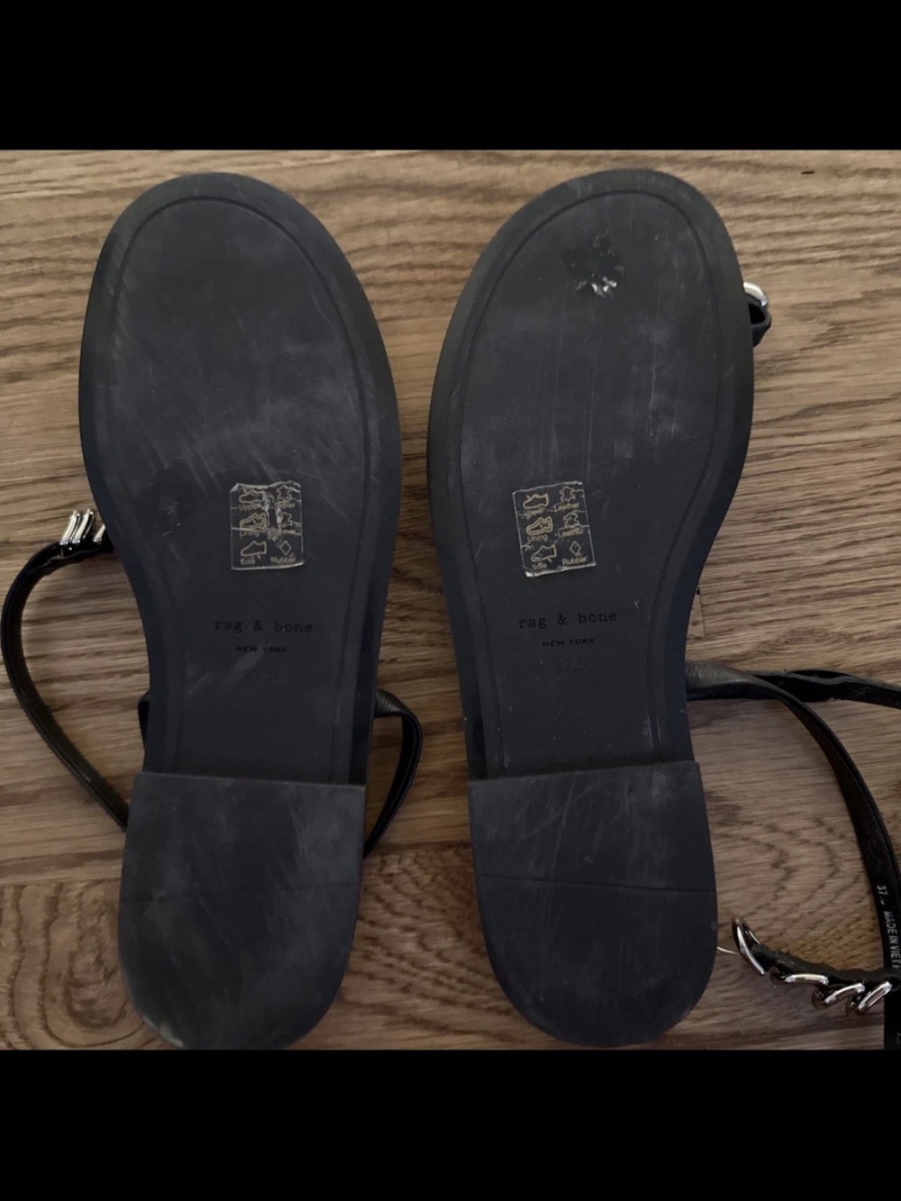 Rag & Bone Black Silver Strappy Toe-Ring Sandals - Women - Picture 3 of 5